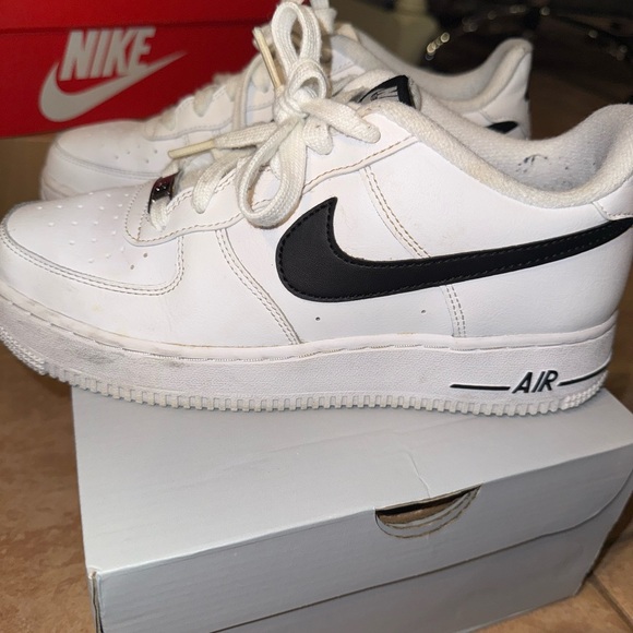 Nike White and Black Air Force 1 Sneakers - Picture 5 of 9